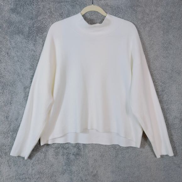 Quince Eco-Knit Milano Stitch Mock White Neck Pullover XL - Picture 2 of 7